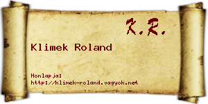 Klimek Roland névjegykártya